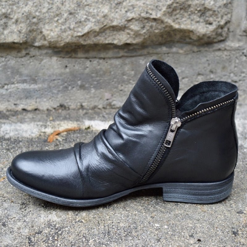 VIANNELE | Leather boots with zipper