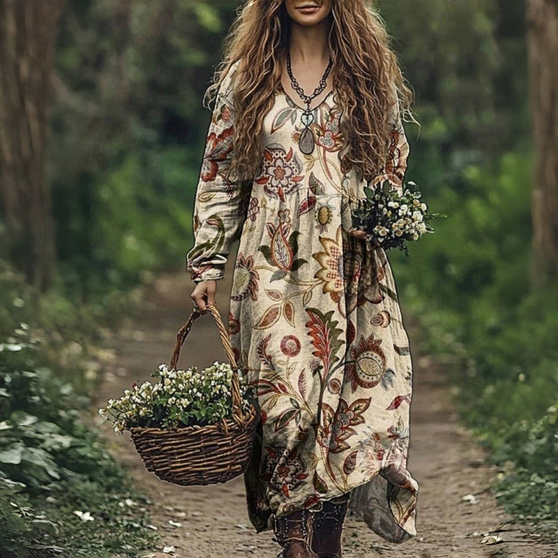 Byra | Vintage Floral Print Dress