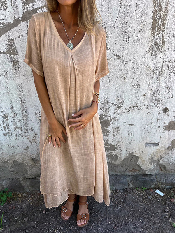 Elizabeth - Linen V-neck Dress