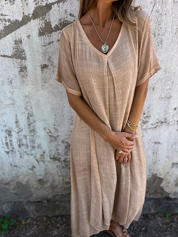 Elizabeth - Linen V-neck Dress