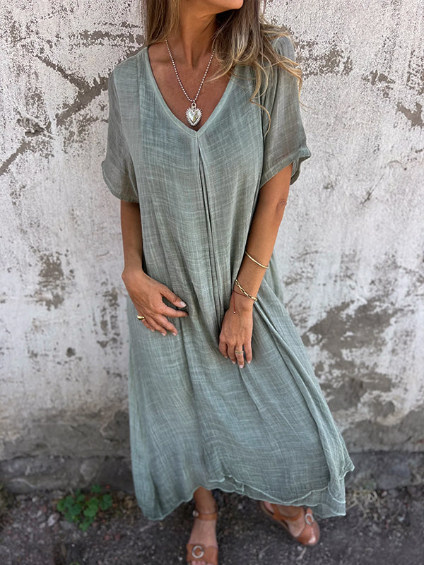 Elizabeth - Linen V-neck Dress