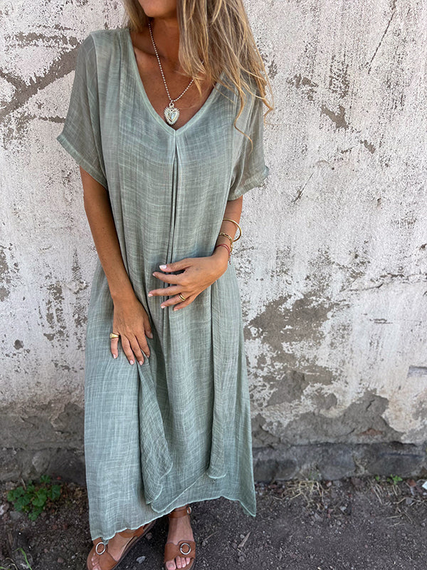 Elizabeth - Linen V-neck Dress