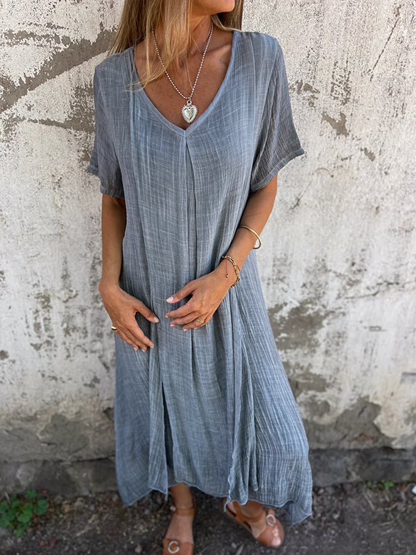 Elizabeth - Linen V-neck Dress