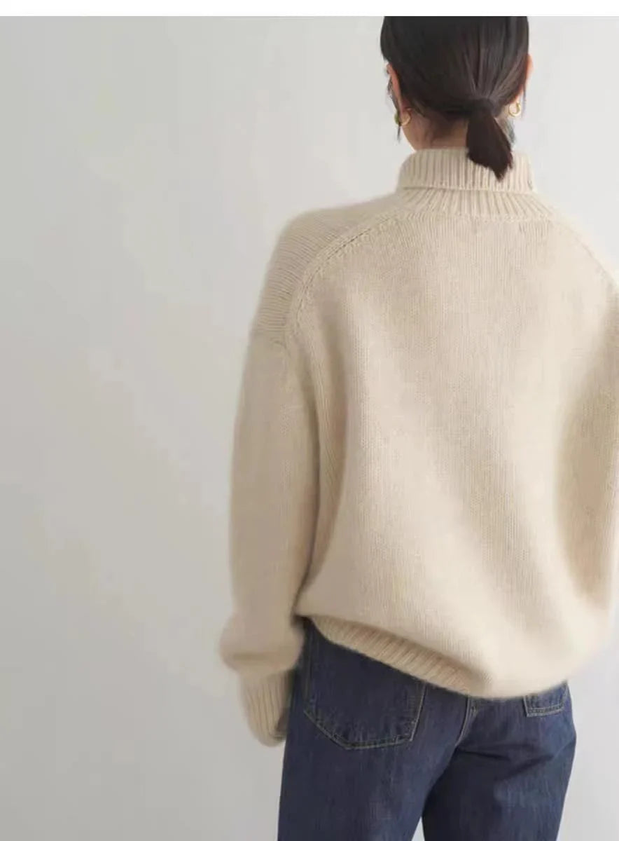 Oatline™ | Beige Turtleneck Jumper
