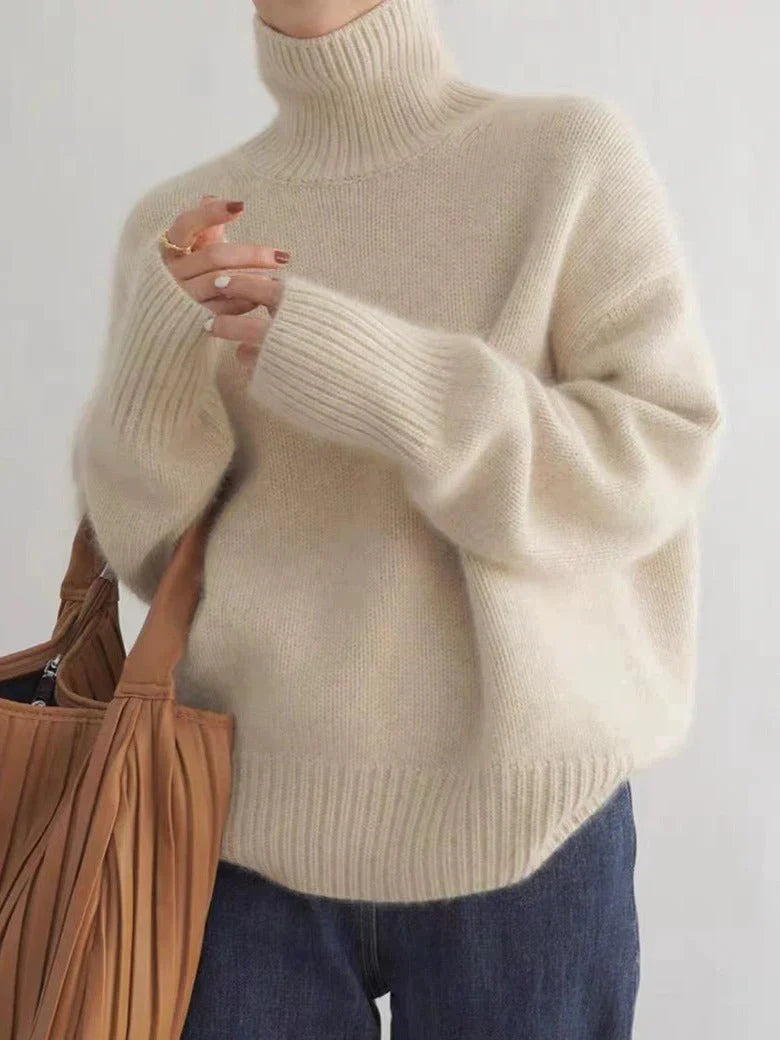 Oatline™ | Beige Turtleneck Jumper