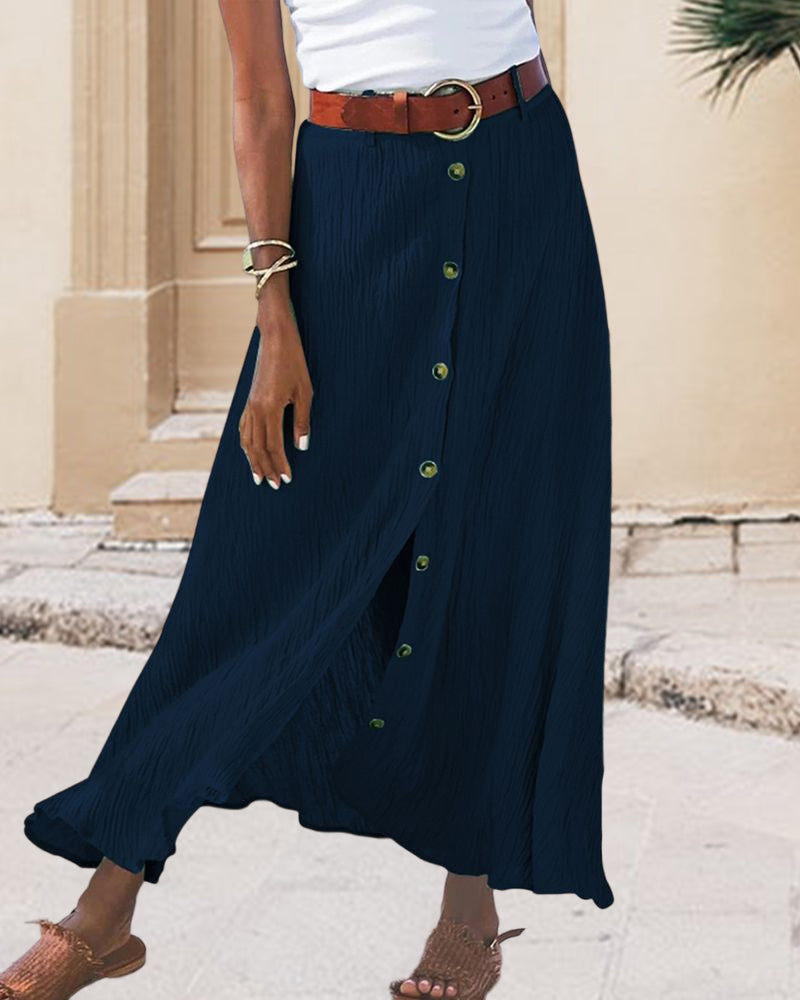 Syndy - Flowing Button Skirt