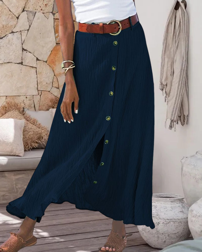 Syndy - Flowing Button Skirt