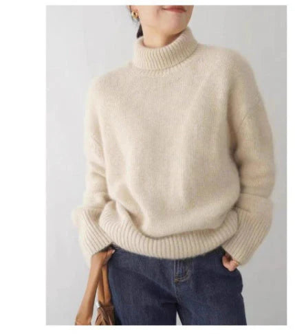 Oatline™ | Beige Turtleneck Jumper