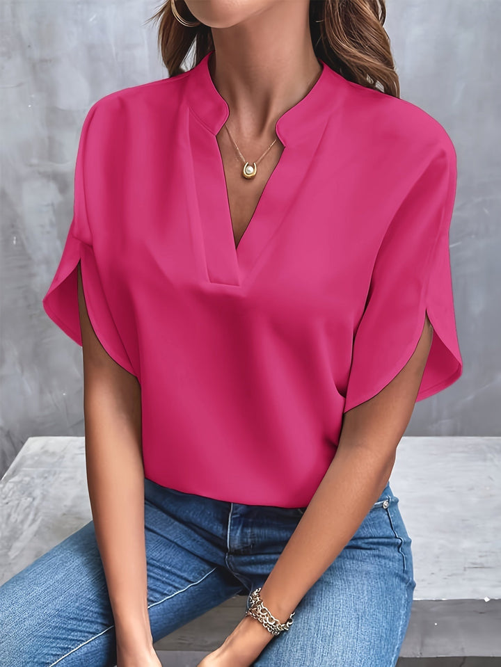 VIVIAN | Chic Split V-Neck Blouse