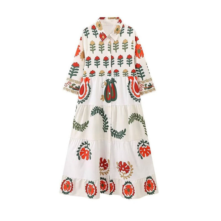 Robin™ - Botanical Print Ruffled Maxi Dress