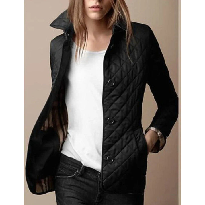 MODA Classic Checked Quilted Jacket for Women with Lapels