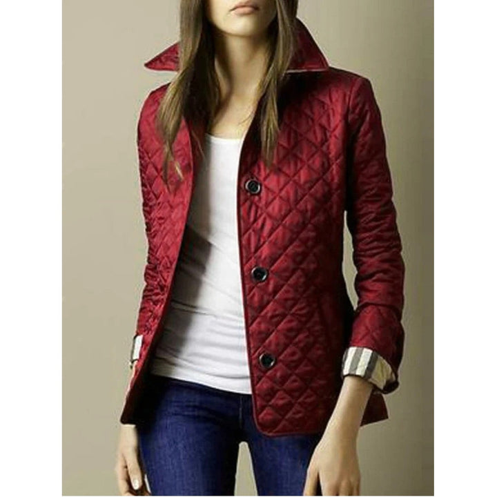 MODA Classic Checked Quilted Jacket for Women with Lapels