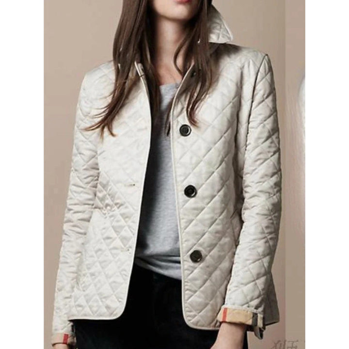 MODA Classic Checked Quilted Jacket for Women with Lapels