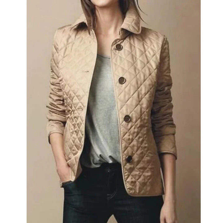 MODA Classic Checked Quilted Jacket for Women with Lapels