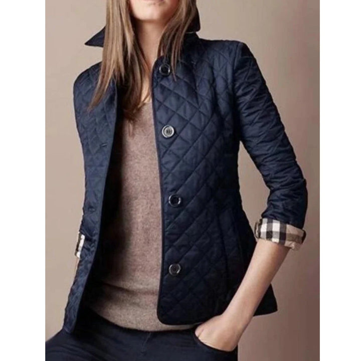 MODA Classic Checked Quilted Jacket for Women with Lapels