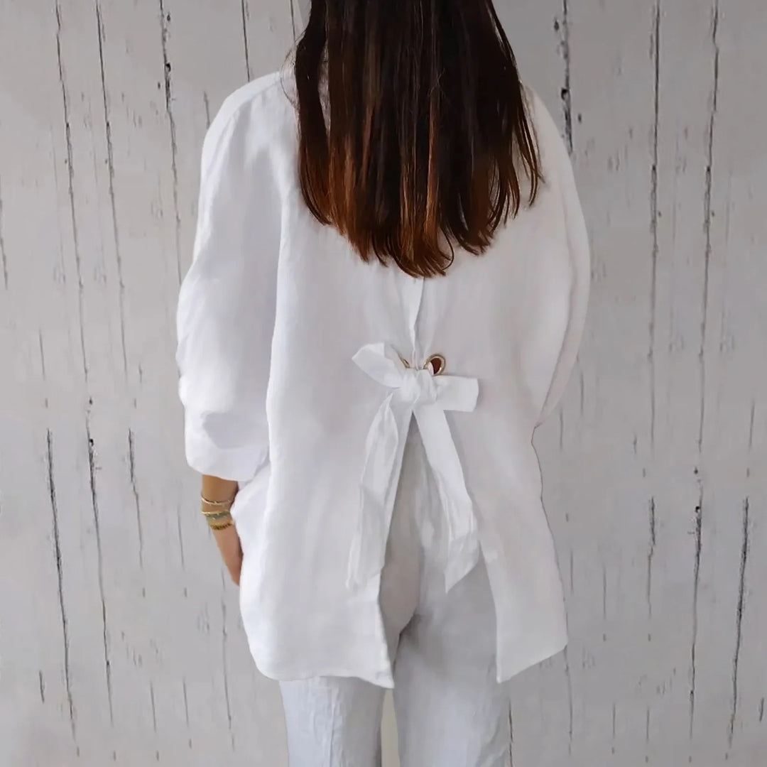 Kirra - Cotton & Linen Tie-Back Shirt