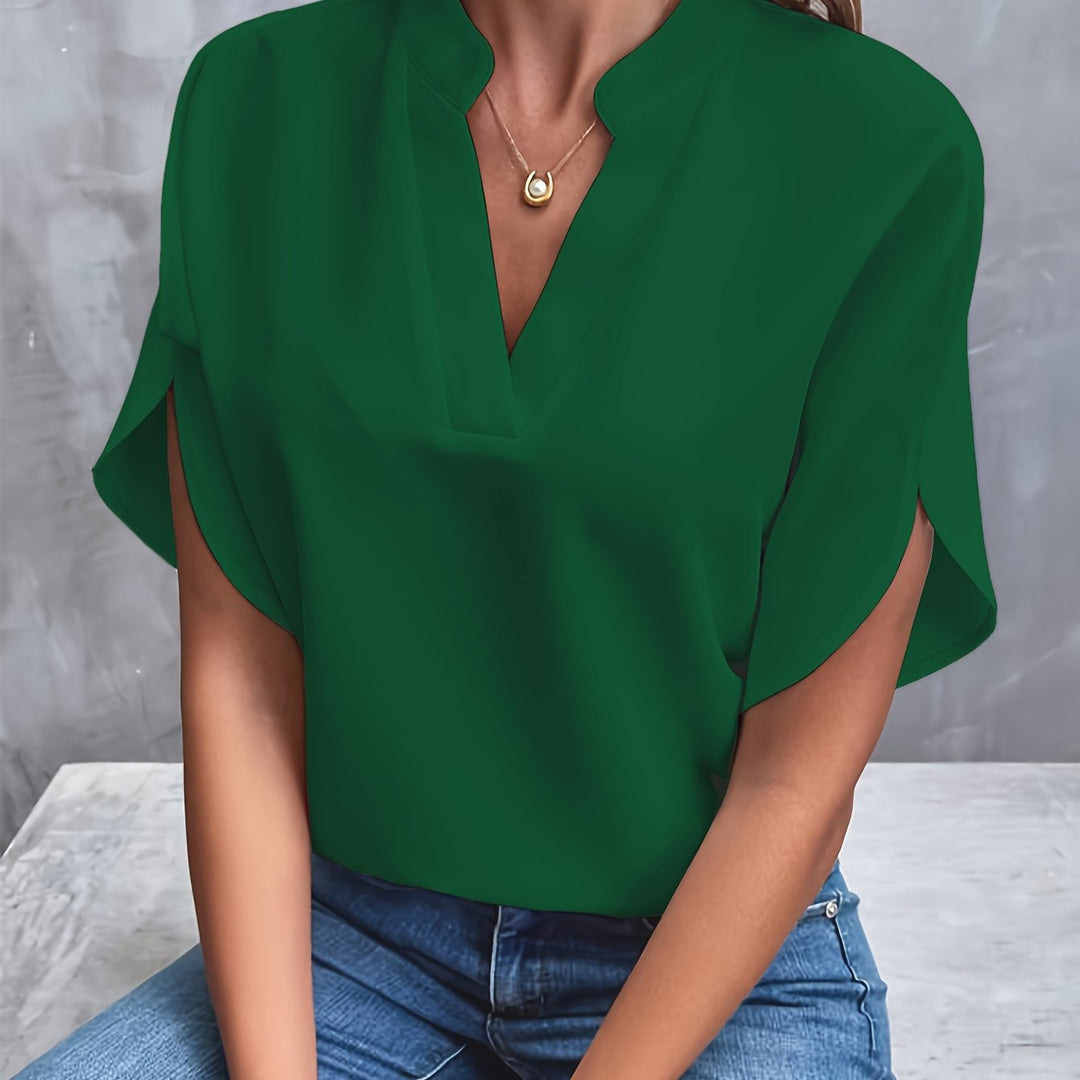 VIVIAN | Chic Split V-Neck Blouse
