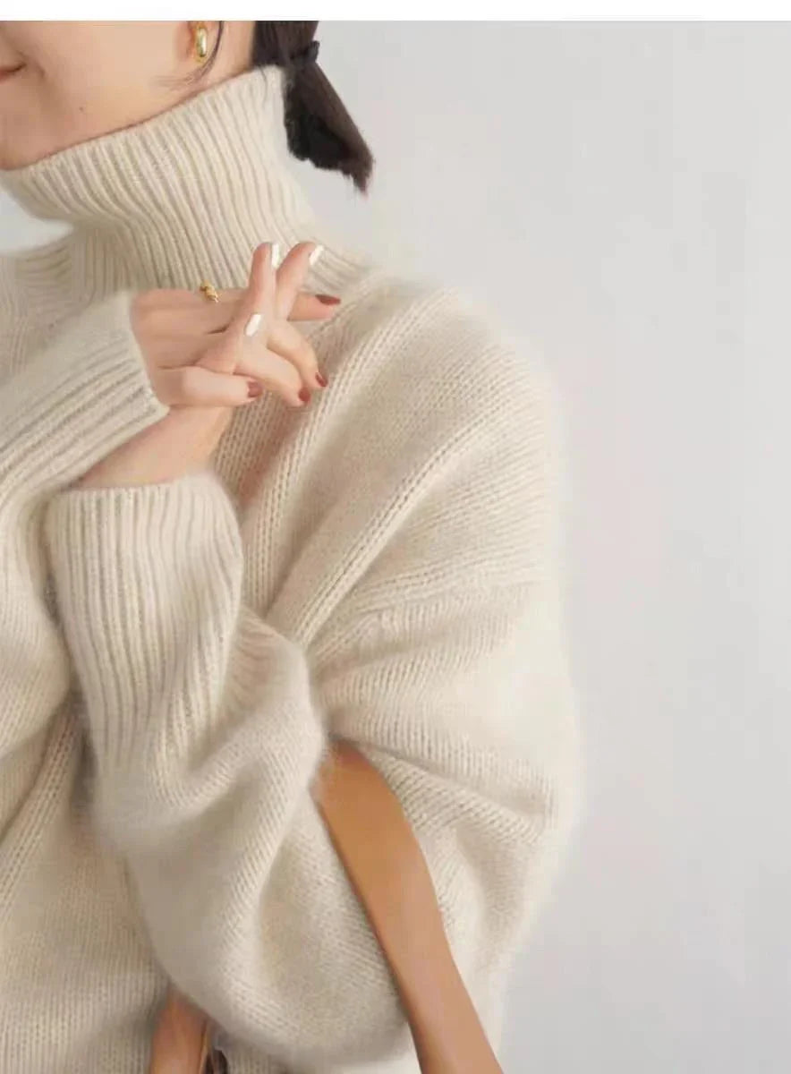 Oatline™ | Beige Turtleneck Jumper