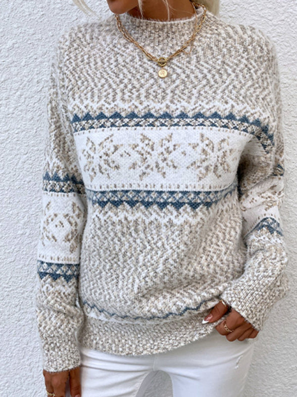 Windy Star | Knitted Half Turtleneck Snowflake Sweater