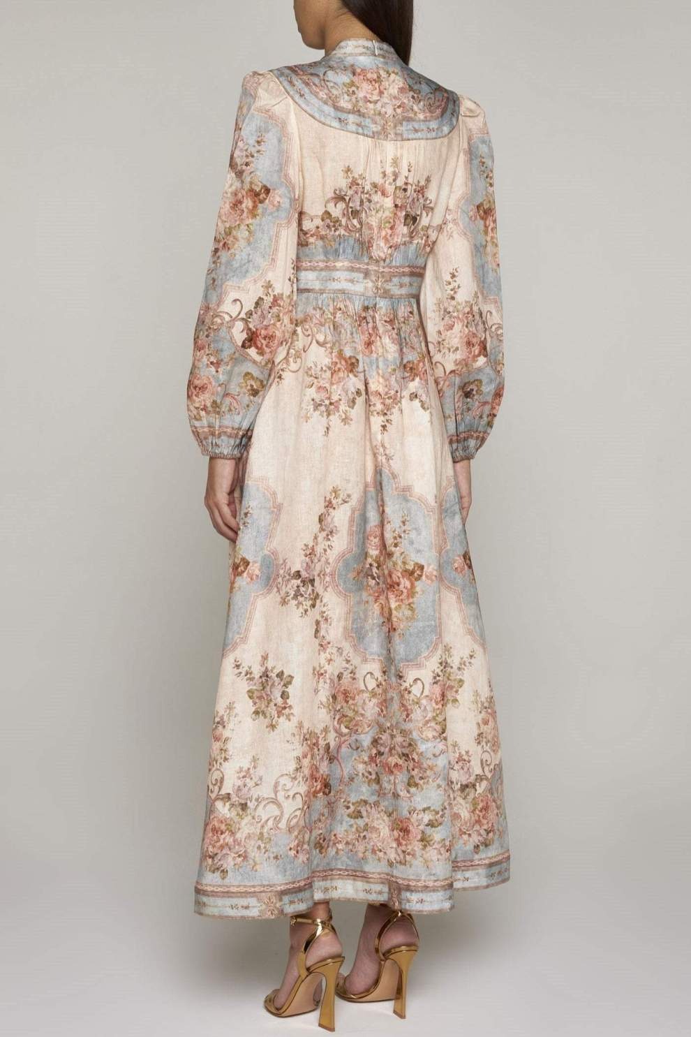 Nora™ - Floral Bohemian Print Balloon Sleeve Button Up Maxi Dress