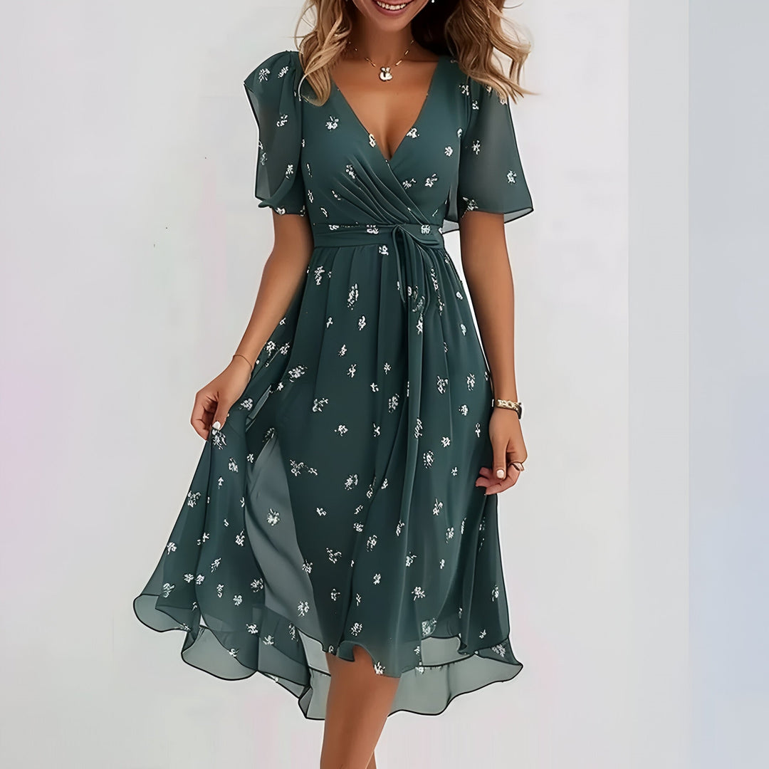 Jari | Midi Dress with Short Sleeves